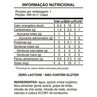 Kombucha de mate com limão - 269ml