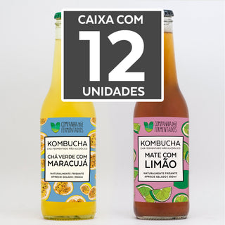 Caixa 12un de kombucha - Maracujá + Mate- R$ 14,00/un
