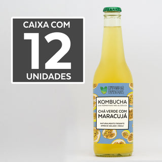Caixa 12un kombucha - Chá Verde com Maracujá - 350ml - R$ 14,00/un