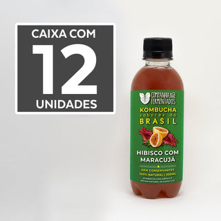 Caixa 12 un. de kombucha - hibisco com maracujá - R$ 7,50/un